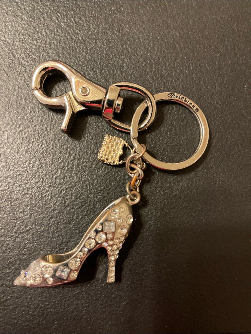 Brighton Crystal High Heel Keychain/bag Charm - Silver Tone